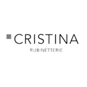 Logo mit einem kleinen grauen Quadrat links, daneben der Schriftzug "CRISTINA" und darunter in kleinerer Schrift "RUBINETTERIE", alles in Schwarz auf transparentem Hintergrund. Cristina Logo